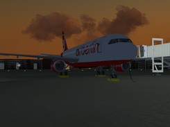 The A320 on ramp at sunset