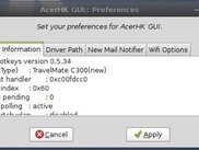 AcerHKGui v0.4 Preferences, Driver Info