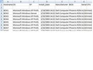 Sample output to .csv file
