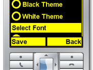 Settings screen using the high-contrast yellow theme