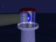 Near view of lighthouse's top.