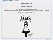 Alis Recording Tool 0.6.x About Dialog