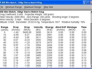 GNU Exterior Ballistics Computer - Solution Table Window