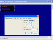 The serial port open dialog, and some color on the screen