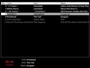 Individual track selected, highlight can move left and right