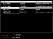 Que number selected, highlight can move up and down list