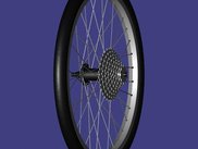 Small bicycle wheel.  Model downloadable from "Geometry"