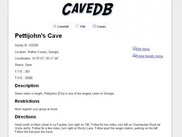 A sample cave listing