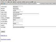 A table row being edited using built-in html system.