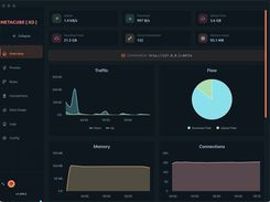 ClashX Dashboard — Real-time traffic overview with memory, speed, and connection stats