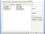 Setting shortcuts on preferences