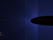 Fine mesh near trailing edge.