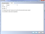 Settings dialog - options