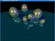 8 spheres raytraced with 5 secondary bounces