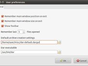 User preferences dialog