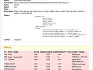 DB Sanity Defects List