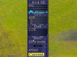 Desktop_Pager as it appears at the bottom of my GKrellM monitor stack showing I am on the Current desktop.  The plugin title is disabled to reduce vertical space usage.