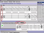 Two files open (multirack view vs tab view) a MIDI playing