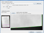 Calibration: A photo of a white sheet of paper serves as a reference for the camera distortion and the white balance.