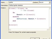 The template editor for custom source code templates