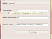 ExamInfo 0.1 English, settings tab.