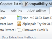 Showing the Excel Recovery Add-in data extraction methods.