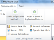 Showing the toolbar with the Microsoft recommended Excel configuration data recovery methods.