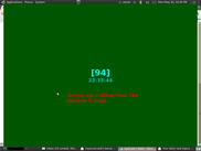 During eye resting time, a big popup counting-down window covering largely the whole screen for 100 seconds. So it forces eyes to take rest. Margins are intendedly shown to show useful things, like date, running programs. A clock is also shown on the window.