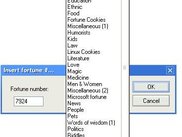 Screenshot of the categories available in Fortune-win32