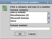Screenshot of the categories available in Fortune-Java