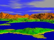 Fracplanet in flight-simulator mode, with clouds