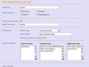 . . .  modules for the selected tab