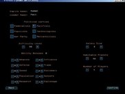 Game setup screen