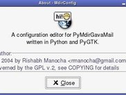 About window for MdirConfig.