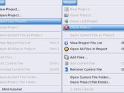 The gedit project manager menu