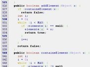A Java implementation of a Set, with fancy line numbering