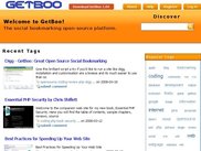 Main page of the installation, showing the recent bookmarks