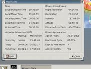 The moon data window and the moon applet in the gnome panel
