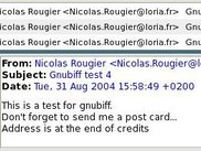 Popup window displaying headers and mail content