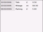 Main window listing expenses (iPAQ)