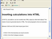 Viewing HTML output with embedded calculations