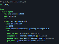 IPFS Pinning GitHub Action Screenshot 1