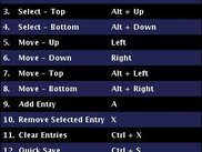 Key binding chooser with a dark blue color scheme.