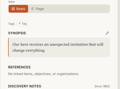 Scene panel showing beats