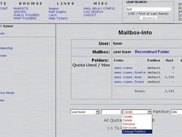 Displaying the mailbox info. Click folder names for ACL