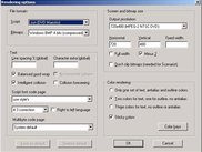 Rendering options window