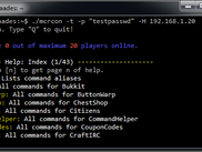mcrcon in action on linux.
