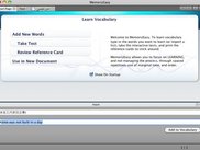 Main window: print card, take test, write documents