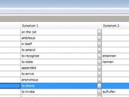 Overview of all vocabulary identifying synonyms and homonyms
