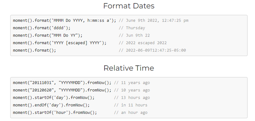 Moment.js Screenshot 1